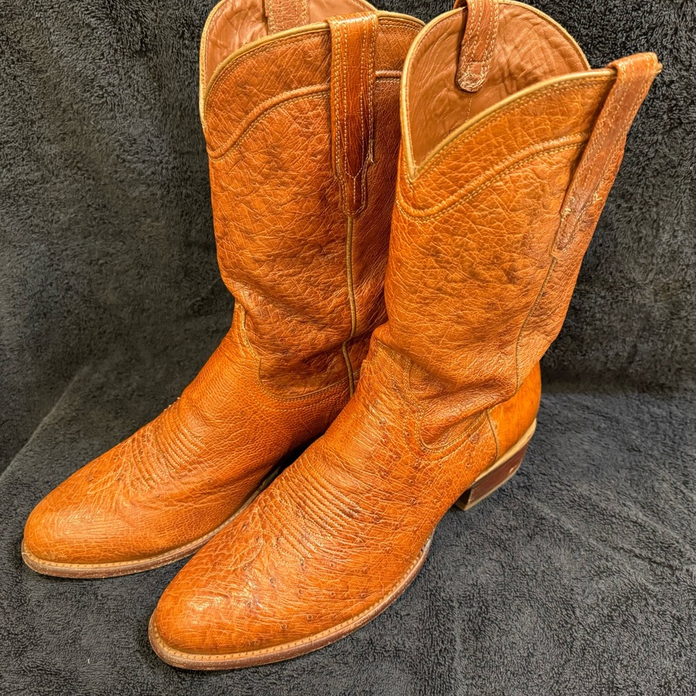 Tecovas smooth ostrich size 12, EE (wide) boots